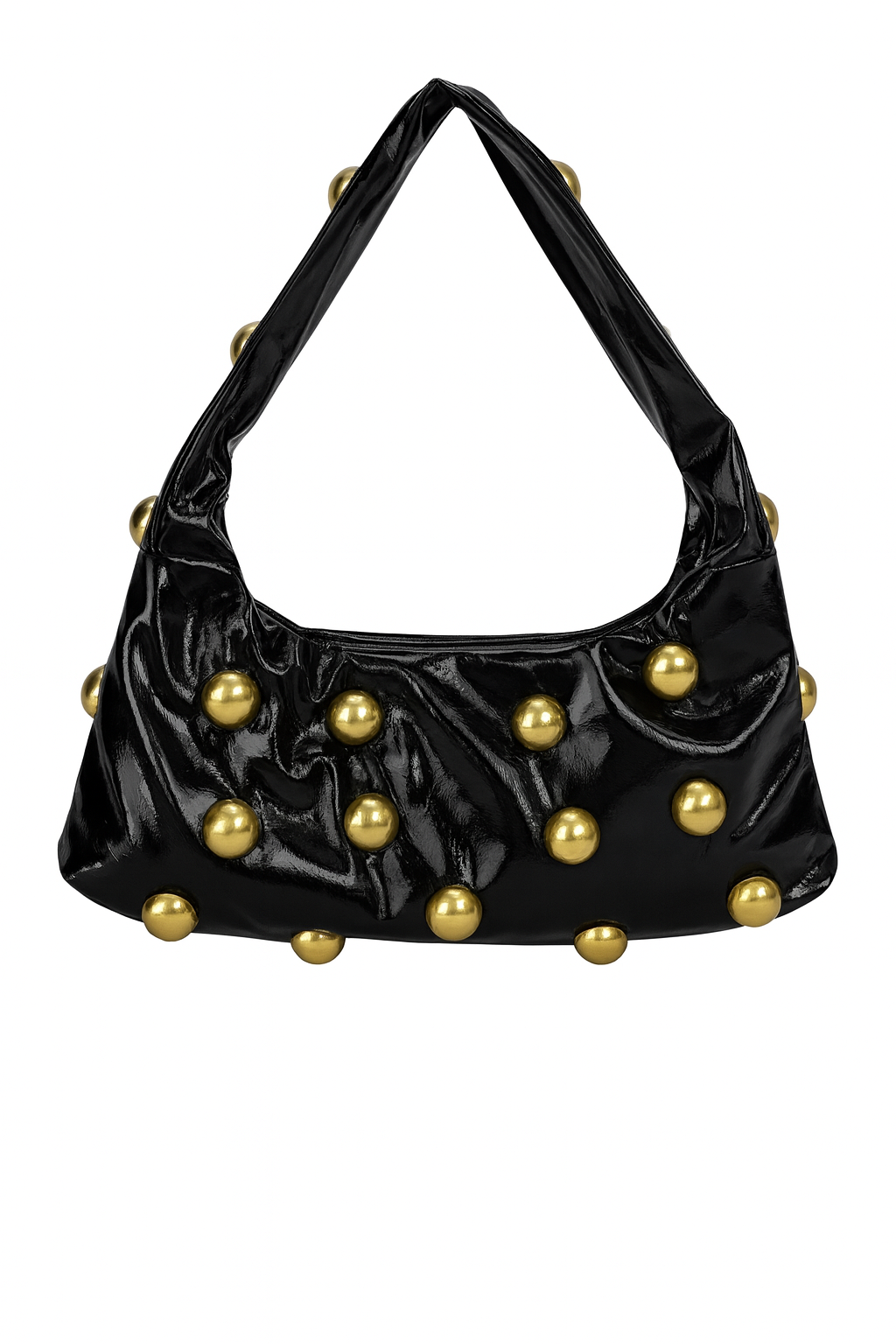 Luxuriöse Glanz Vinyl Mini-Tasche mit goldenen Edelstahl-Details – Italienisches Design