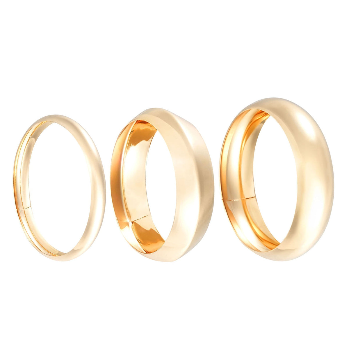 Glamouröses 3er Armreifen Set Gold Hochglanzpoliert Hypoallergener Schmuck Damen