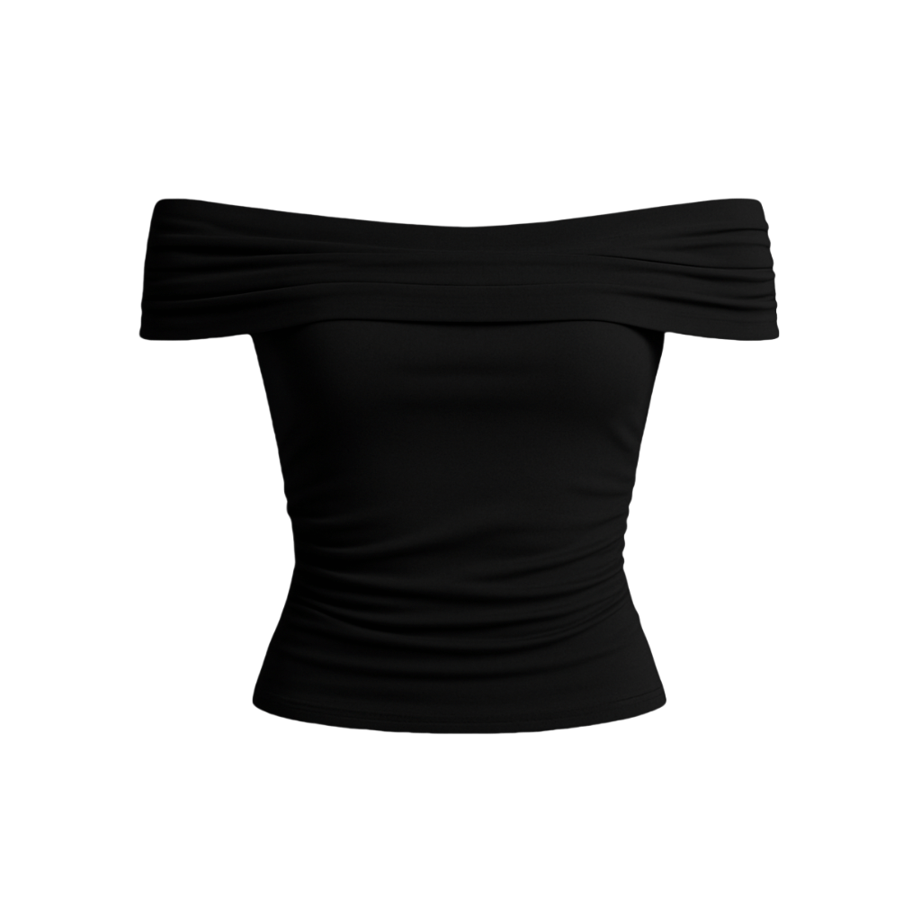 Elegantes Linéa Twilight Off-Shoulder Top für Damen – Strukturiert, Puristisch & Stilvoll