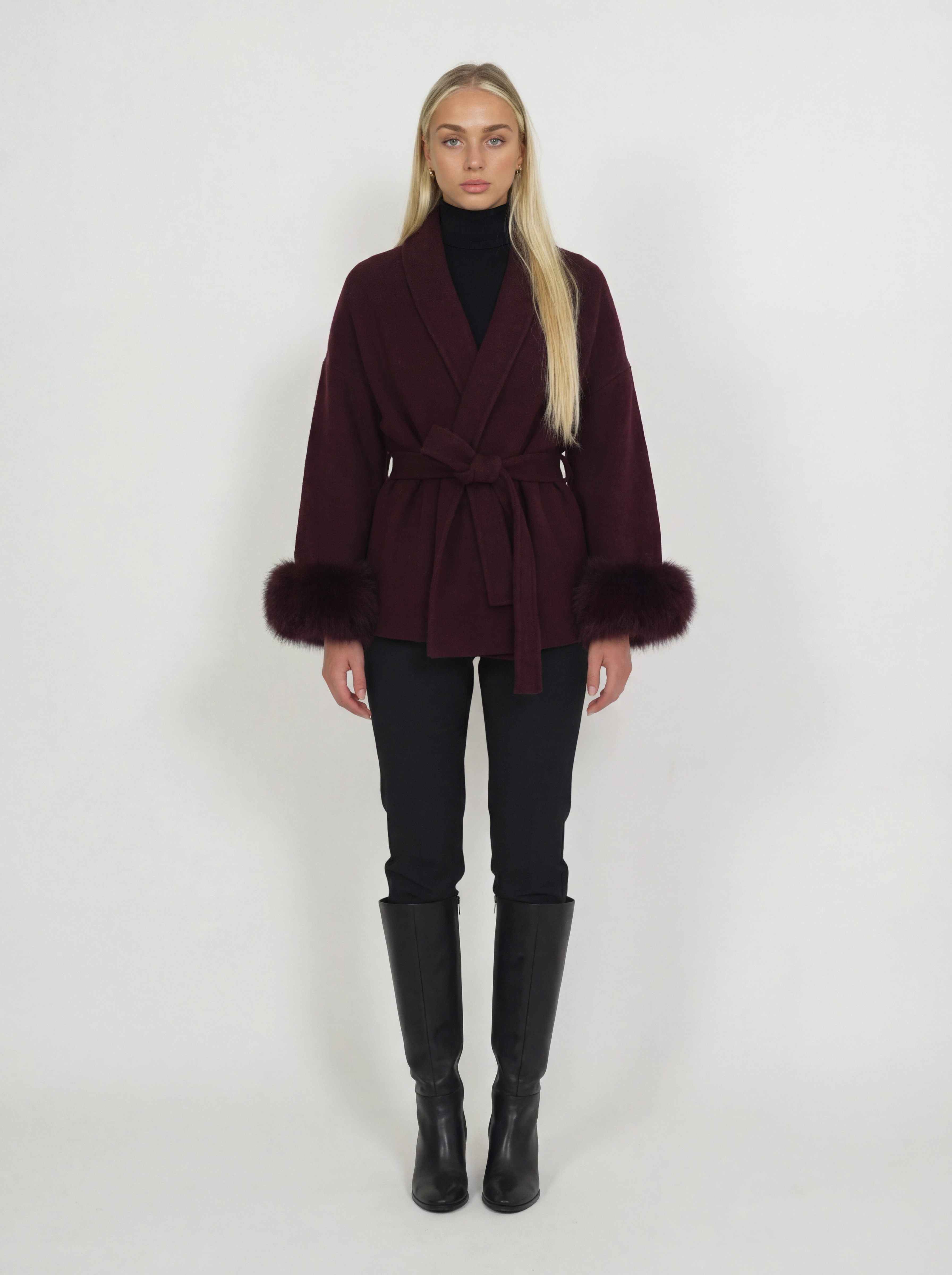 wool coat - burgundyrot