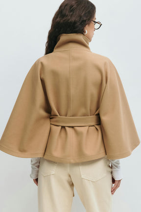 Gina Tricot Belt Cape Jacke Beige Camel Oversize Mantel