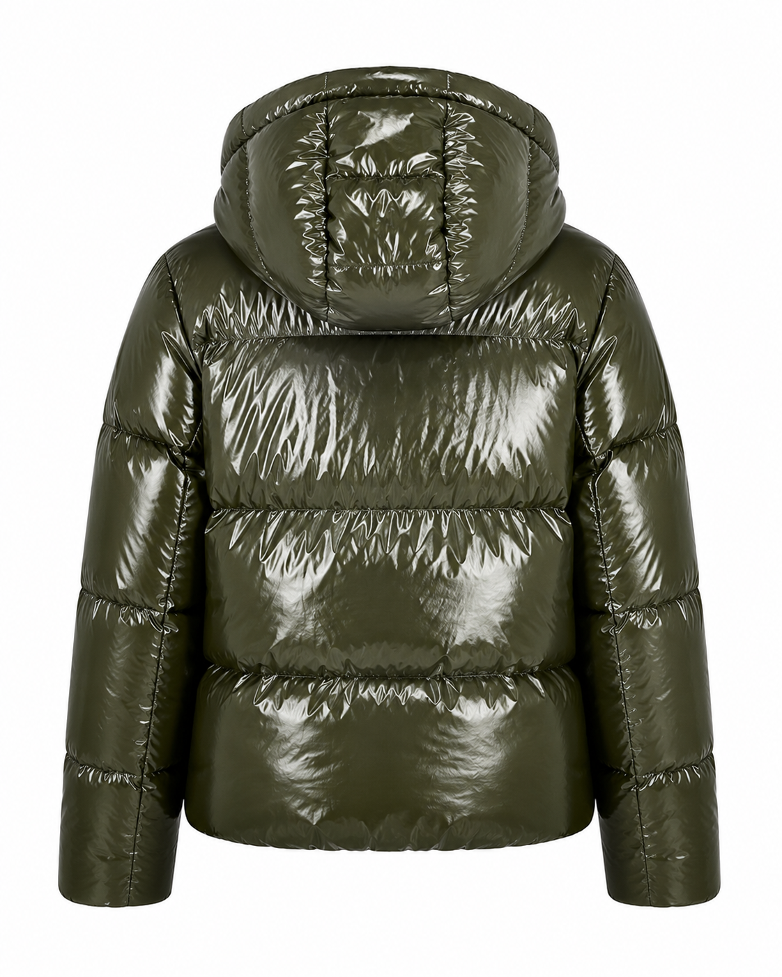 Premium Shiny Pufferjacke - olivegrün
