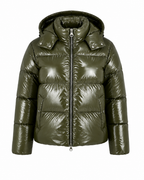 Premium Shiny Pufferjacke - olivegrün