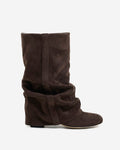 Emilia Slouchy Wildleder Stiefel Dunkelschokolade mit verstecktem Absatz