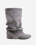 Emilia Slouchy Wildleder-Stiefel Grau Handgefertigt Premium Komfort Design