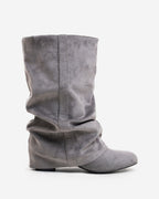 Emilia Slouchy Wildleder-Stiefel Grau Handgefertigt Premium Komfort Design