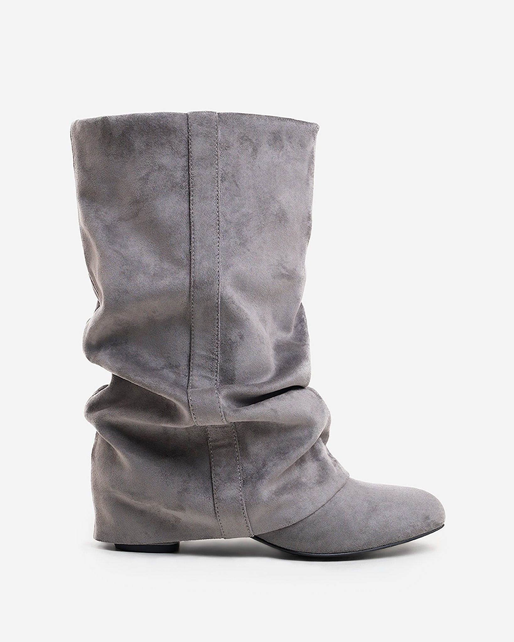 Emilia Slouchy Wildleder-Stiefel Grau Handgefertigt Premium Komfort Design