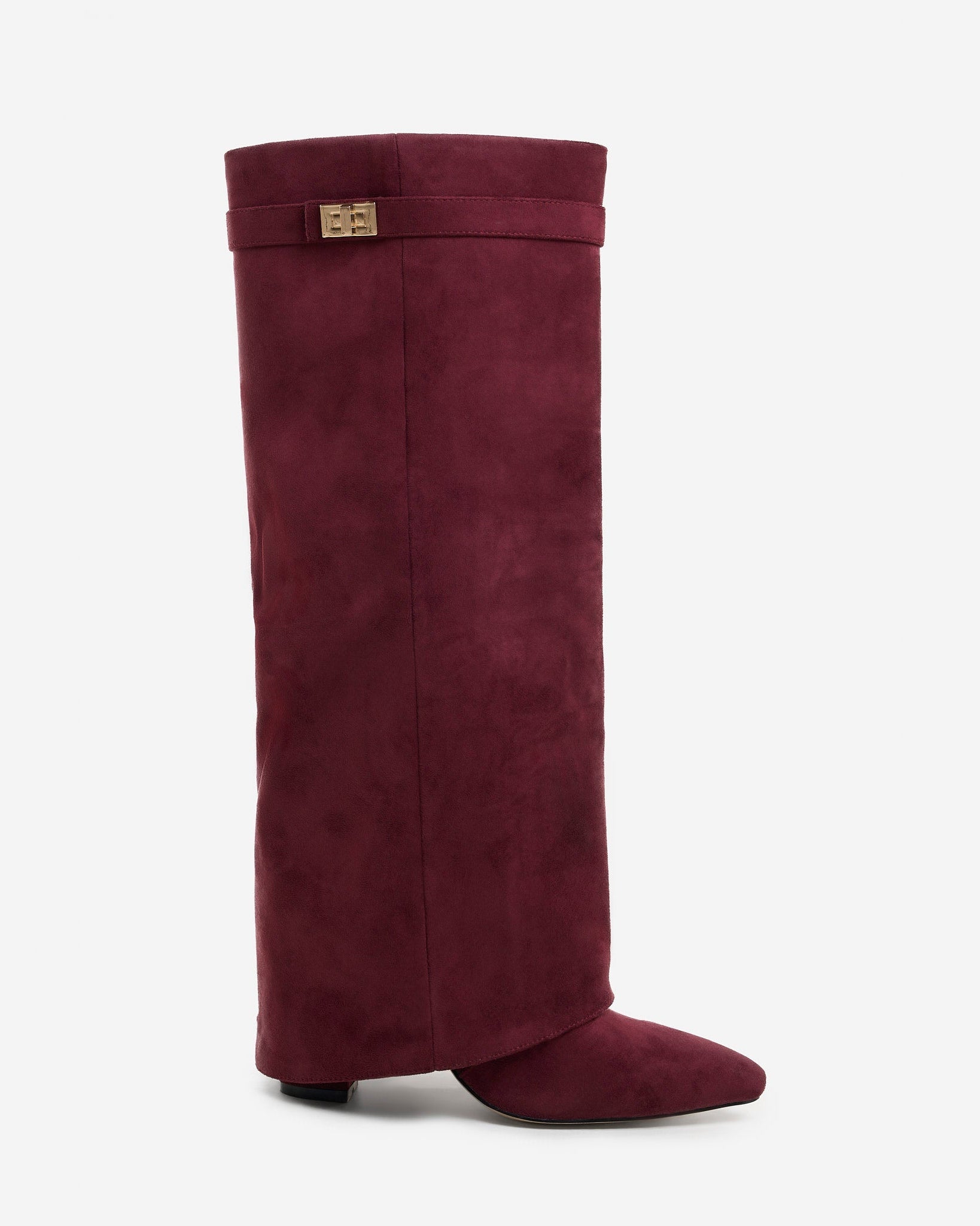 Lavista Kniehohe Wildleder-Stiefel in Burgunderrot mit Umschlag-Detail