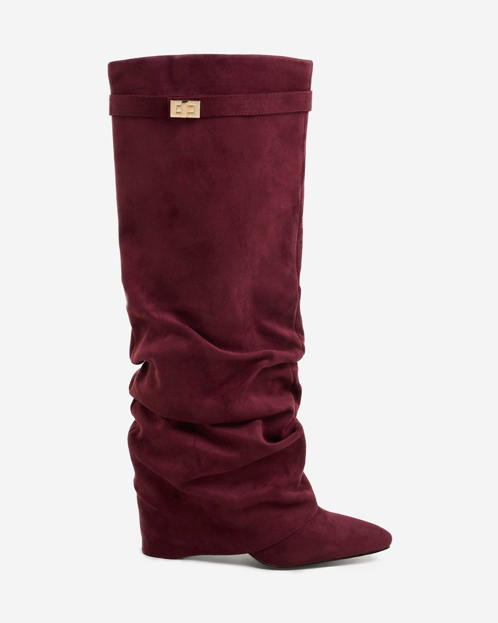 Lavista Slouchy Kniehohe Wildlederstiefel in Burgunderrot mit Blockabsatz