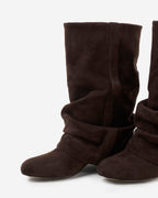 Emilia Slouchy Wildleder Stiefel Dunkelschokolade mit verstecktem Absatz