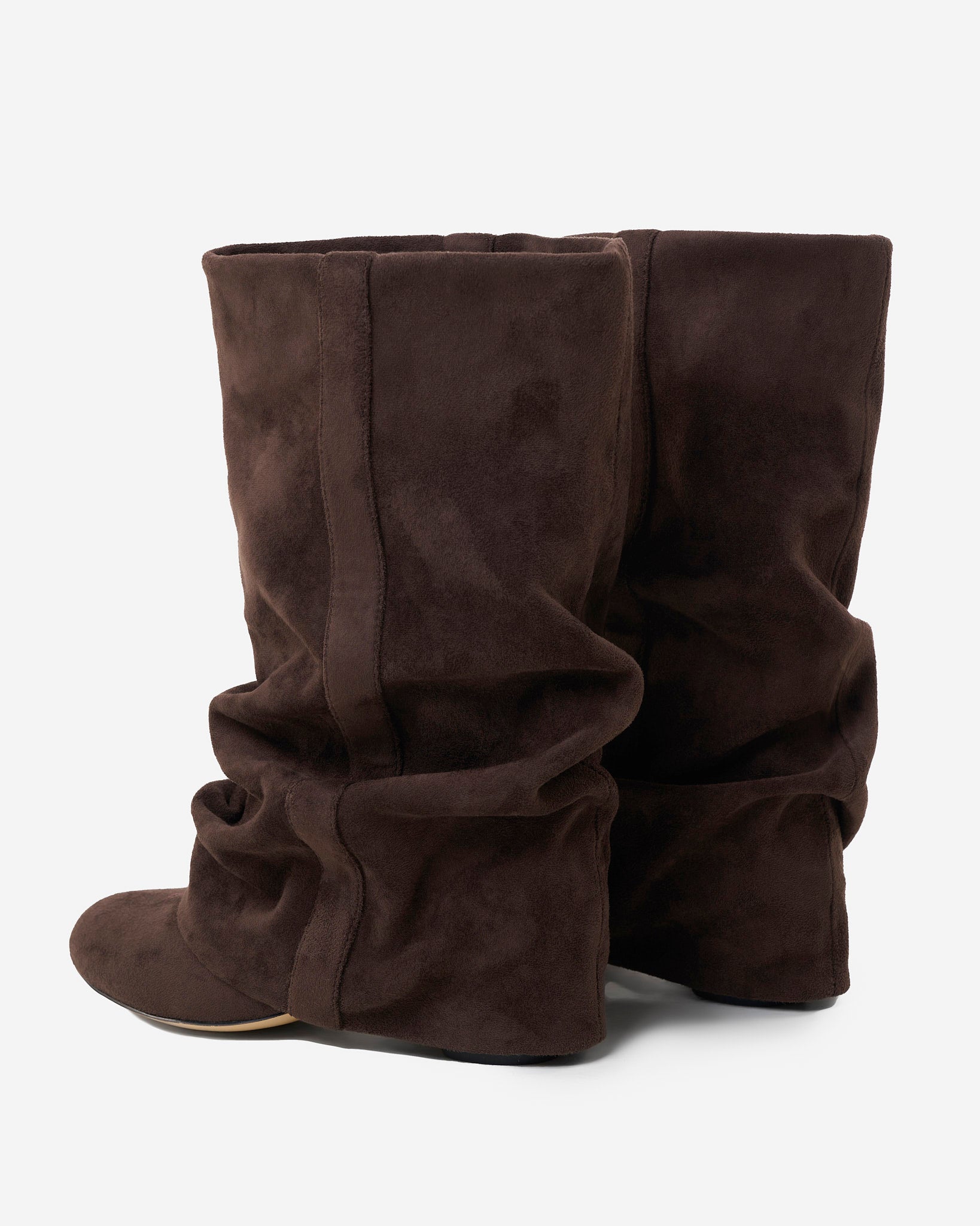 Emilia Slouchy Wildleder Stiefel Dunkelschokolade mit verstecktem Absatz