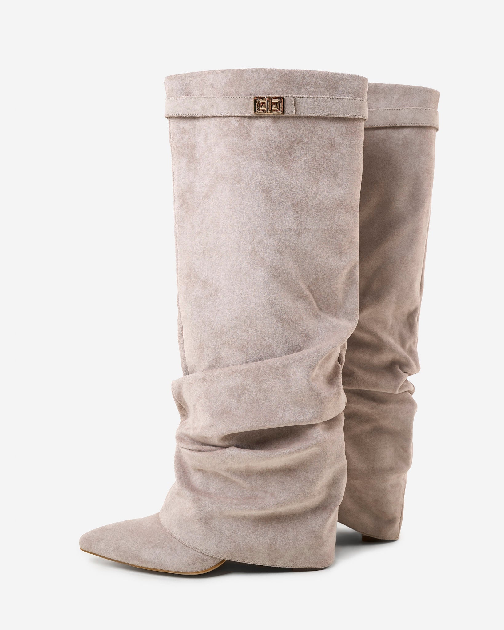 Lavista Slouchy Suede Kniehohe Stiefel Taupe mit Absatz