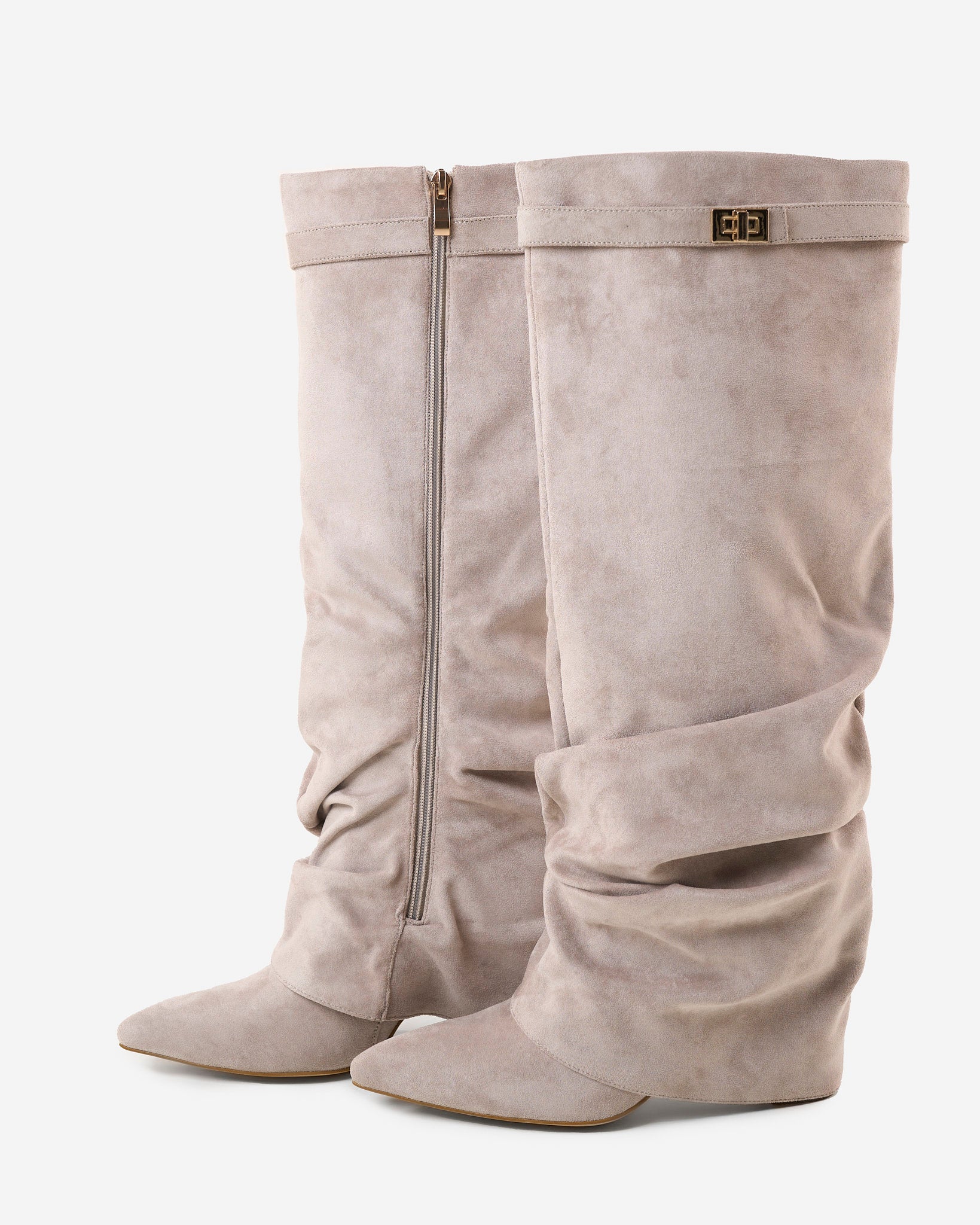 Lavista Slouchy Suede Kniehohe Stiefel Taupe mit Absatz
