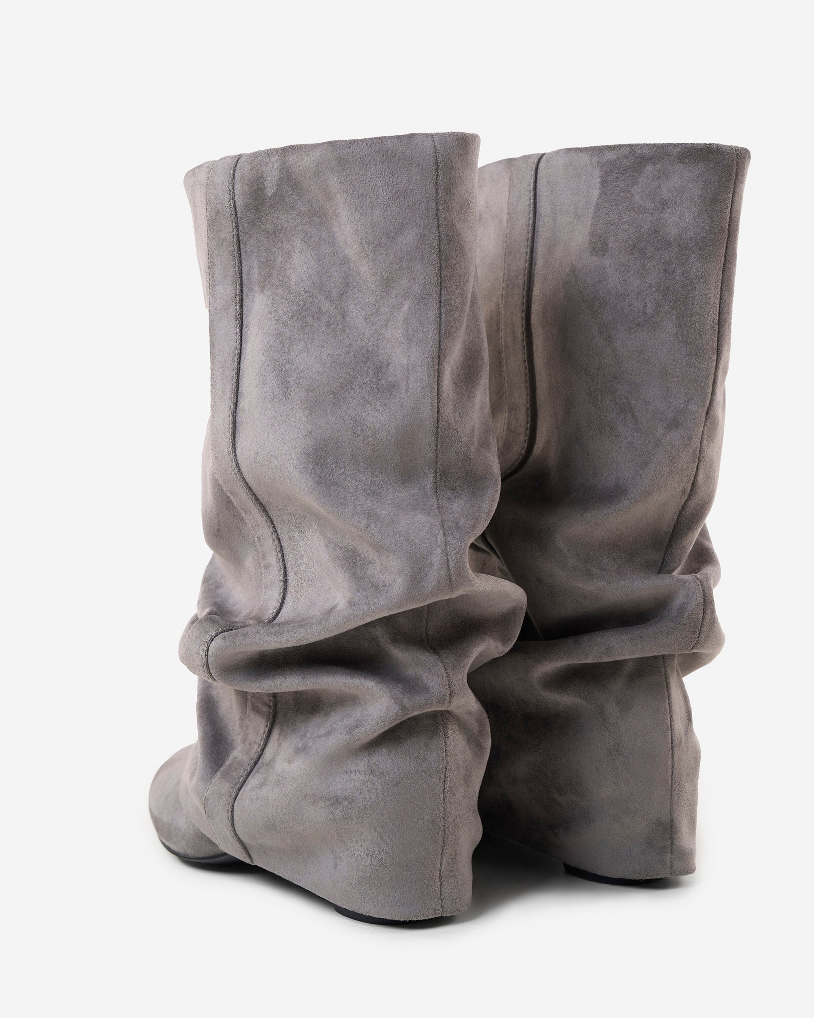 Emilia Slouchy Wildleder-Stiefel Grau Handgefertigt Premium Komfort Design