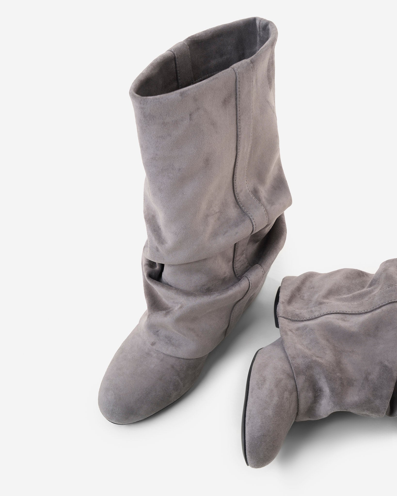 Emilia Slouchy Wildleder-Stiefel Grau Handgefertigt Premium Komfort Design