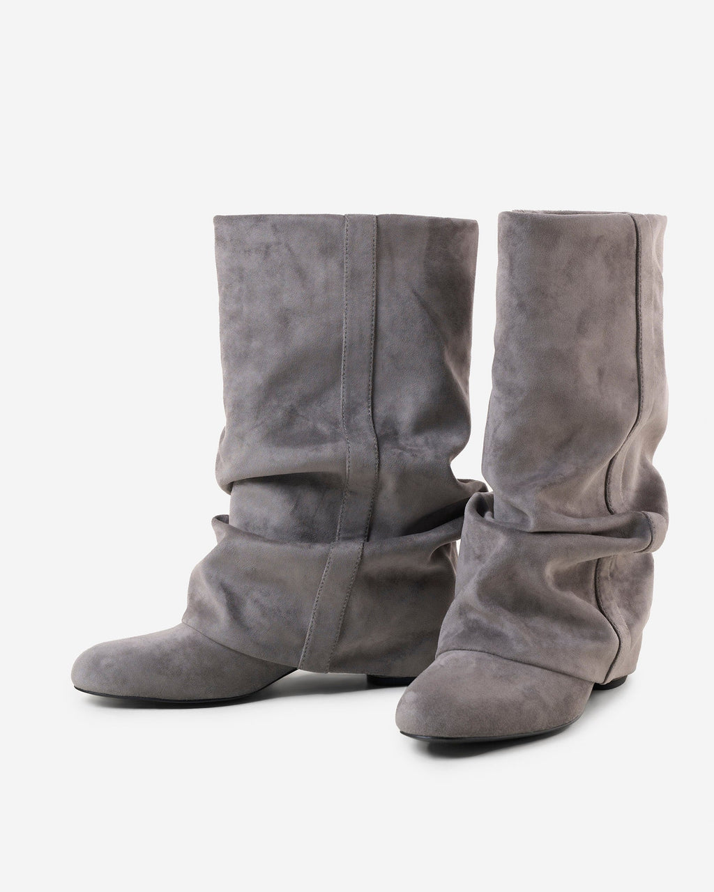 Emilia Slouchy Wildleder-Stiefel Grau Handgefertigt Premium Komfort Design