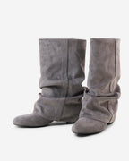 Emilia Slouchy Wildleder-Stiefel Grau Handgefertigt Premium Komfort Design