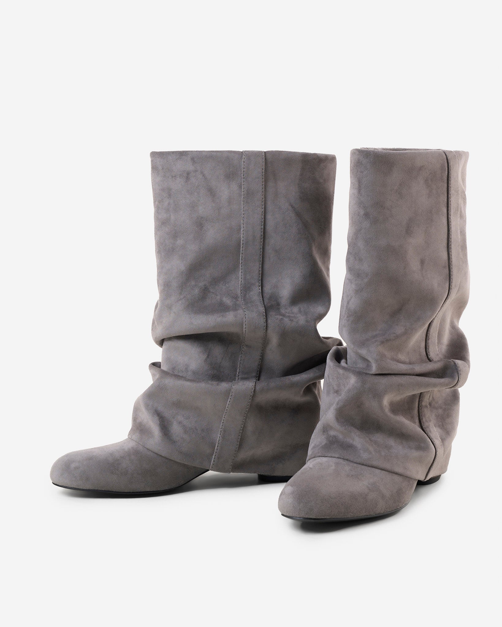 Emilia Slouchy Wildleder-Stiefel Grau Handgefertigt Premium Komfort Design