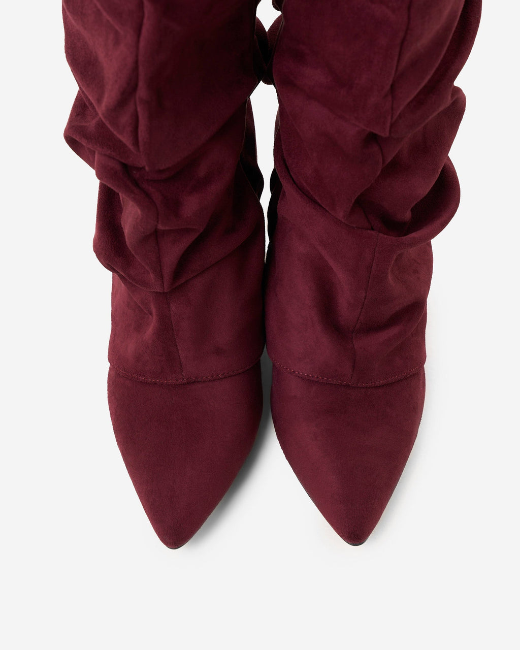 Lavista Slouchy Kniehohe Wildlederstiefel in Burgunderrot mit Blockabsatz