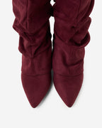 Lavista Slouchy Kniehohe Wildlederstiefel in Burgunderrot mit Blockabsatz