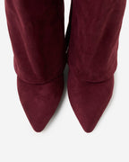 Lavista Kniehohe Wildleder-Stiefel in Burgunderrot mit Umschlag-Detail