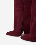 Lavista Kniehohe Wildleder-Stiefel in Burgunderrot mit Umschlag-Detail