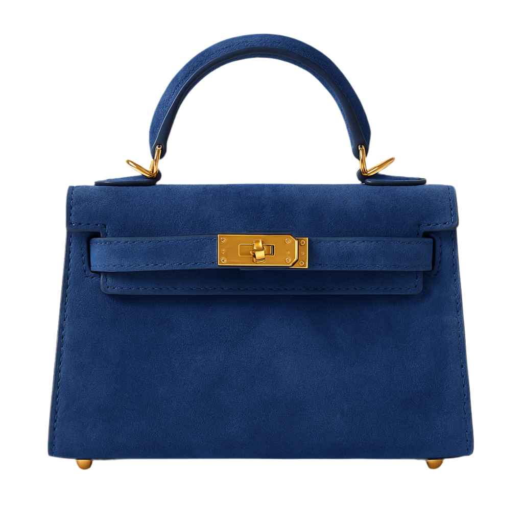 Eleganter Musa Mini-Tasche: Samtige Wildlederoptik, verstellbarer Gurt, Goldverschluss