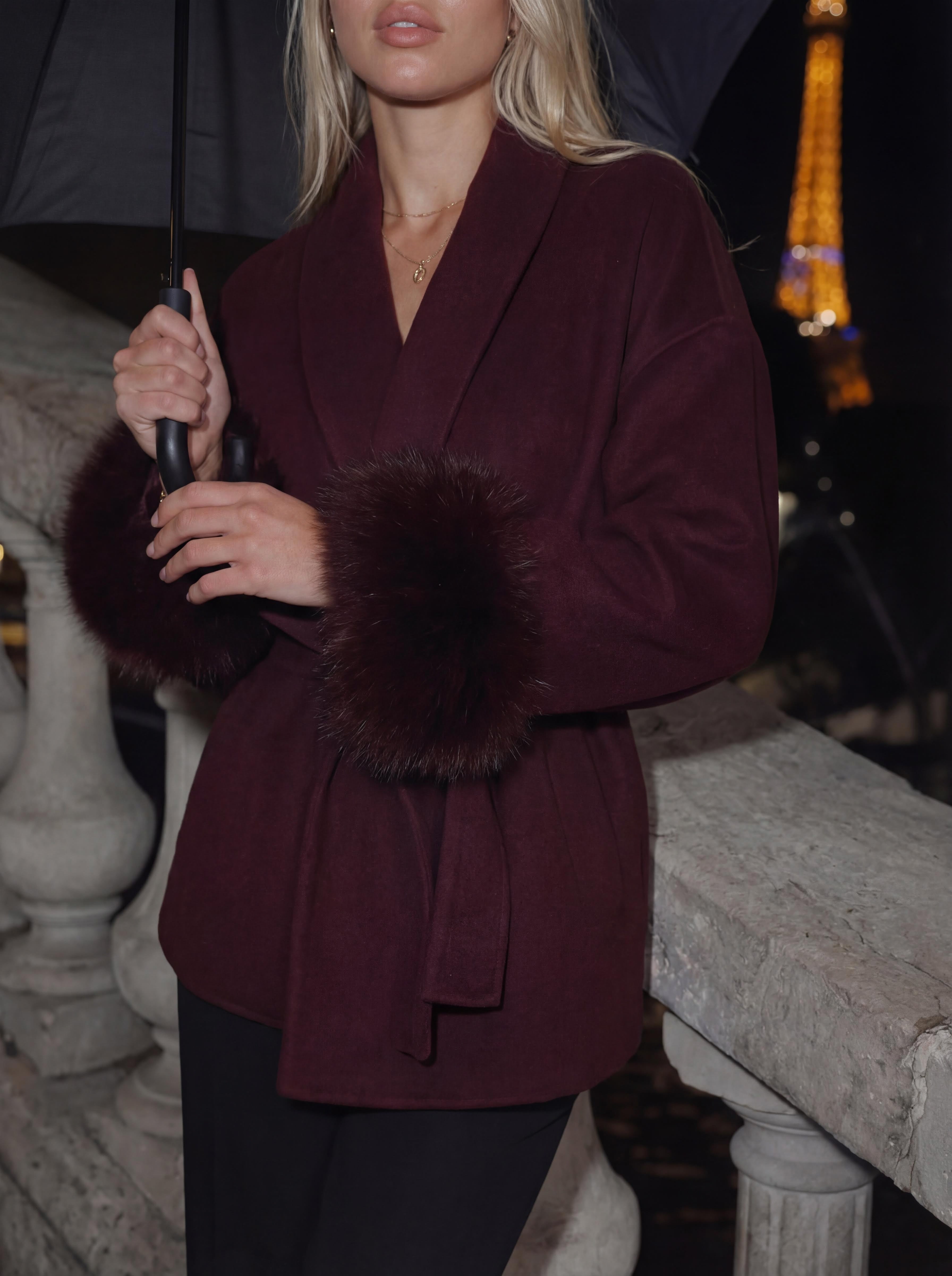 wool coat - burgundyrot