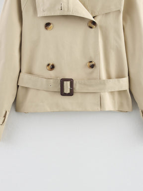 Moderner Caliante Damen Cropped Trenchcoat in Beige und Schwarz