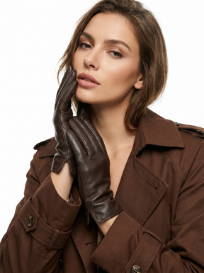 Aléor Lissy Handschuhe Braun – Elegante Lederhandschuhe für Damen im Winter