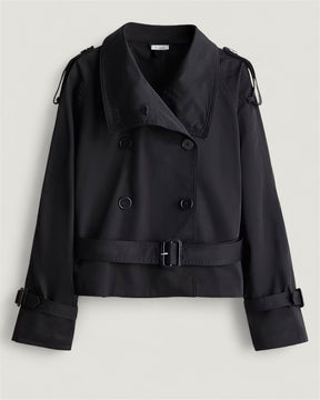 Moderner Caliante Damen Cropped Trenchcoat in Beige und Schwarz