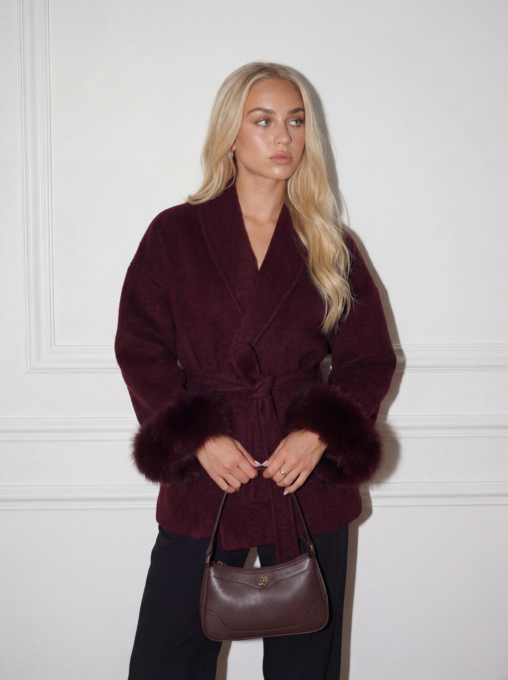 wool coat - burgundyrot