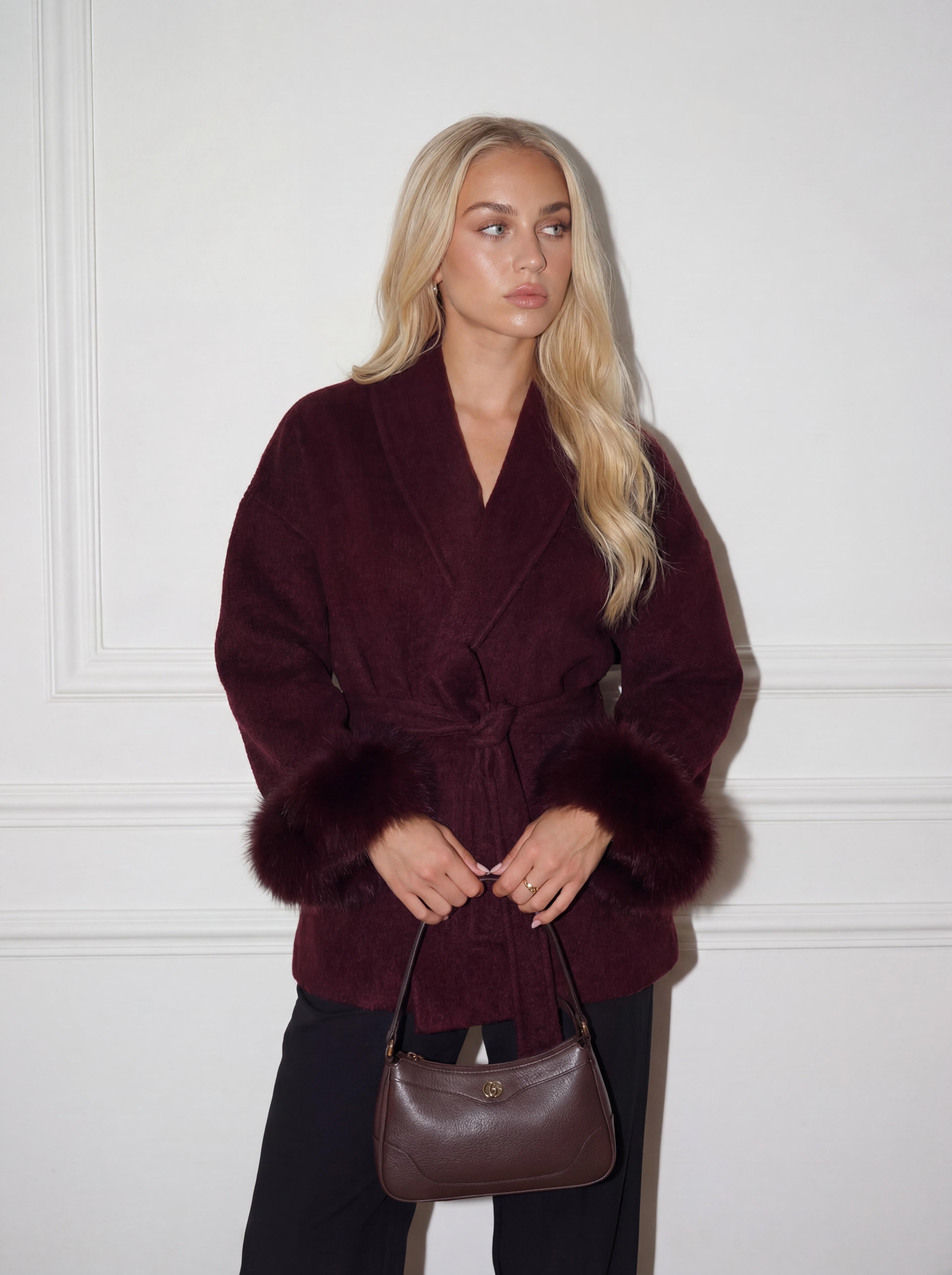 wool coat - burgundyrot