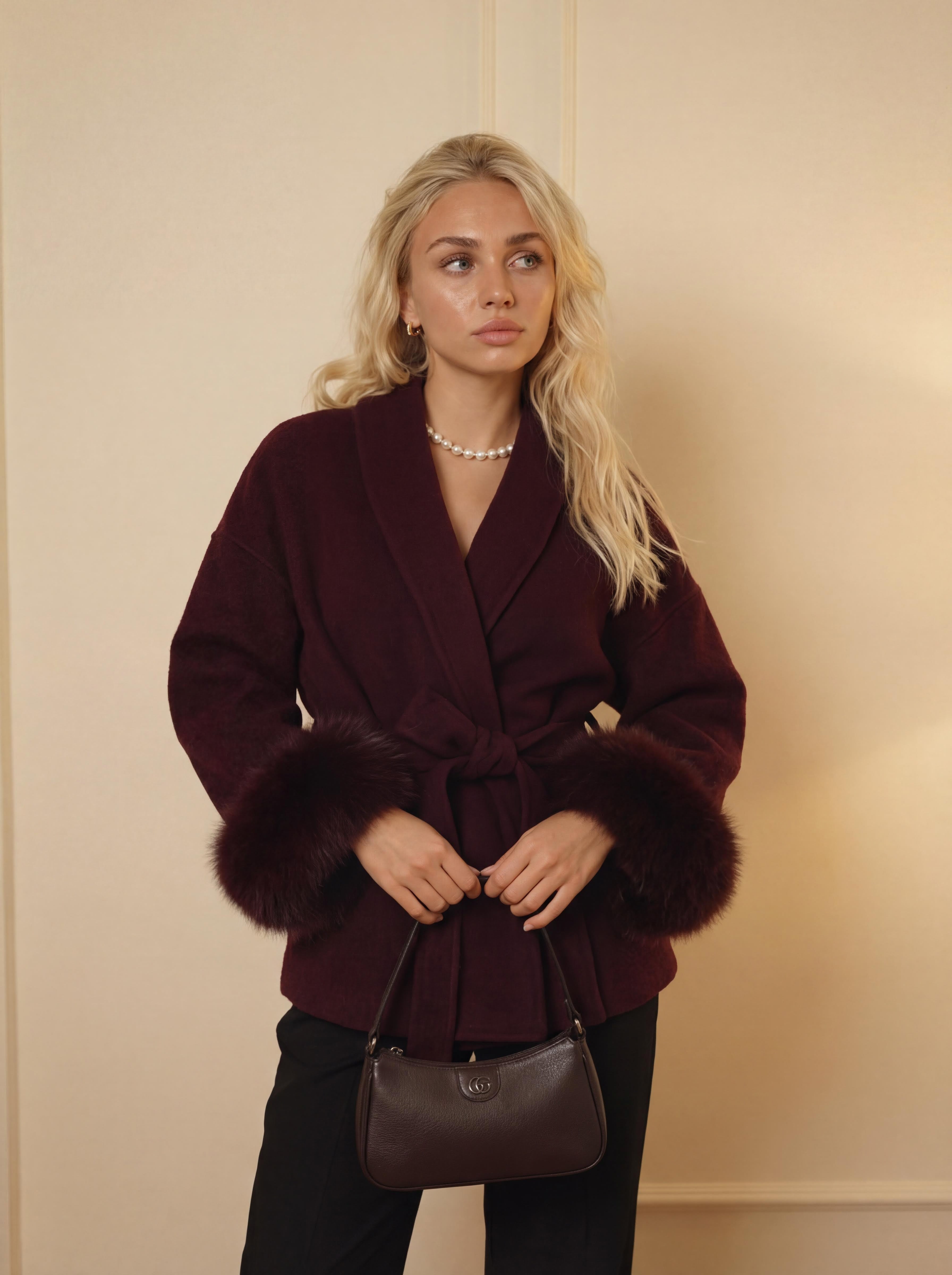 wool coat - burgundyrot