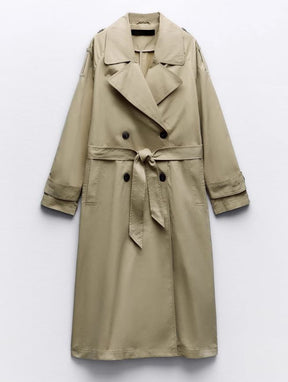 Eleganter Damen Trenchcoat Lang Klassisch: Vielseitiger Übergangs Mantel mit Gürtel