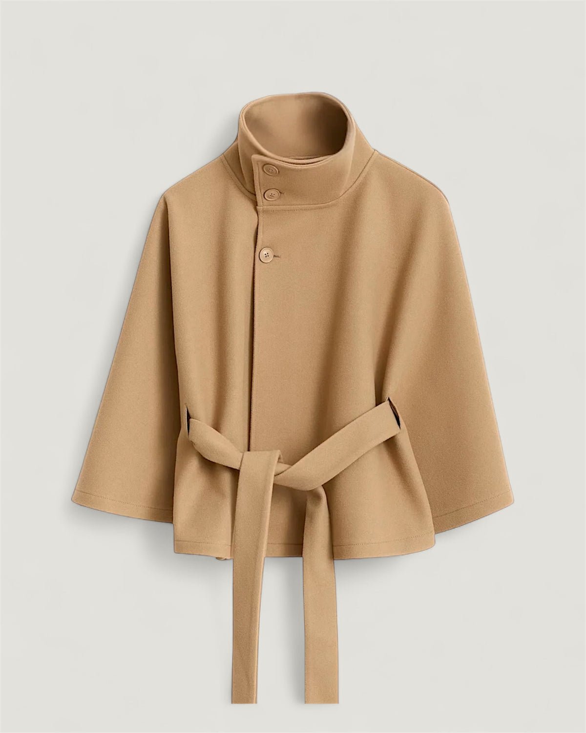 Elegantes Montmartre Cape aus weichem Wollmix mit Cape-Ärmeln und Gürtel