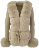 Eleganter Damen Strick-Cardigan mit luxuriösem Kunstfell, Taillengürtel & Feinstrick