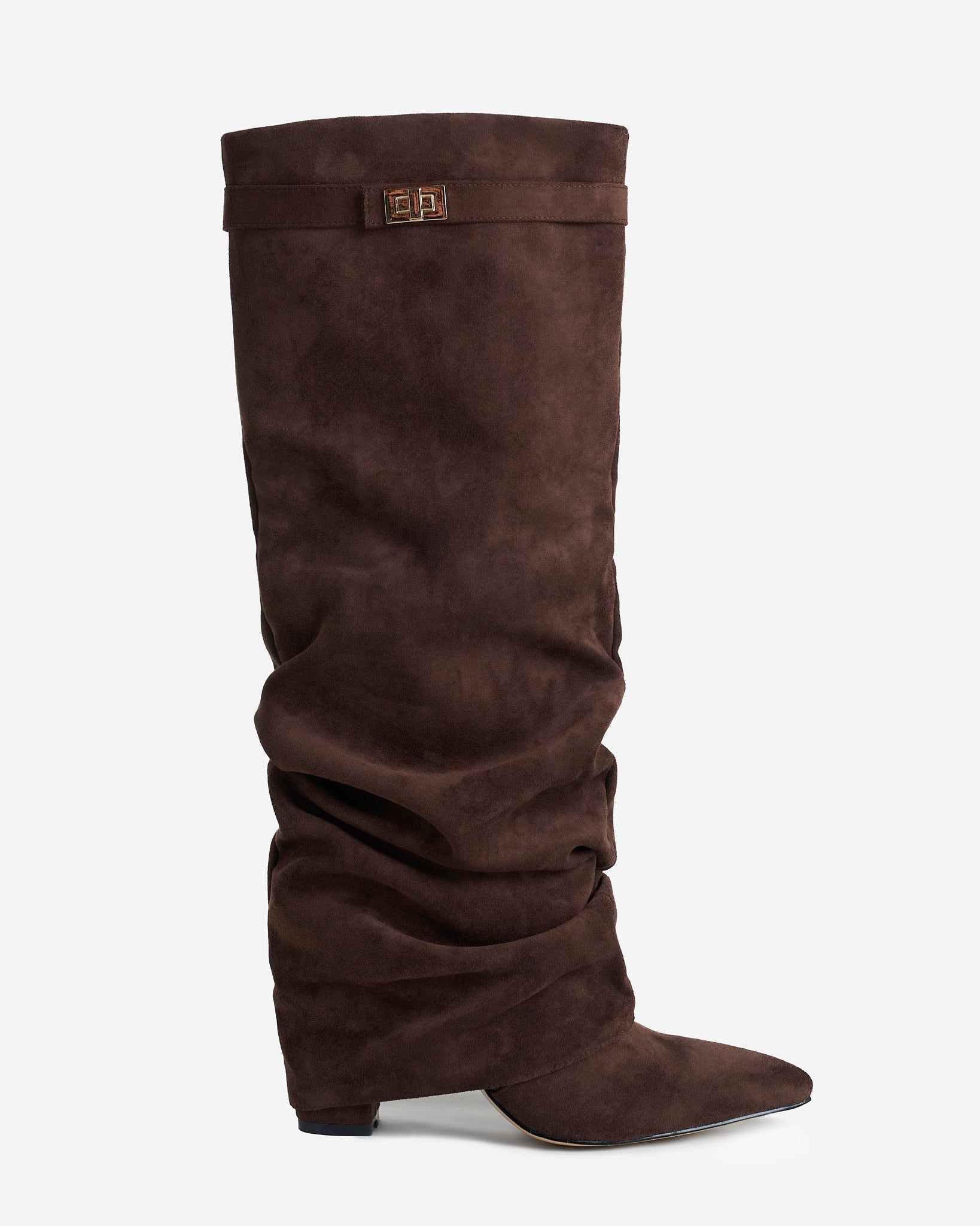 Lavista Slouchy Wildleder Kniehohe Stiefel in Braun mit verstecktem Absatz