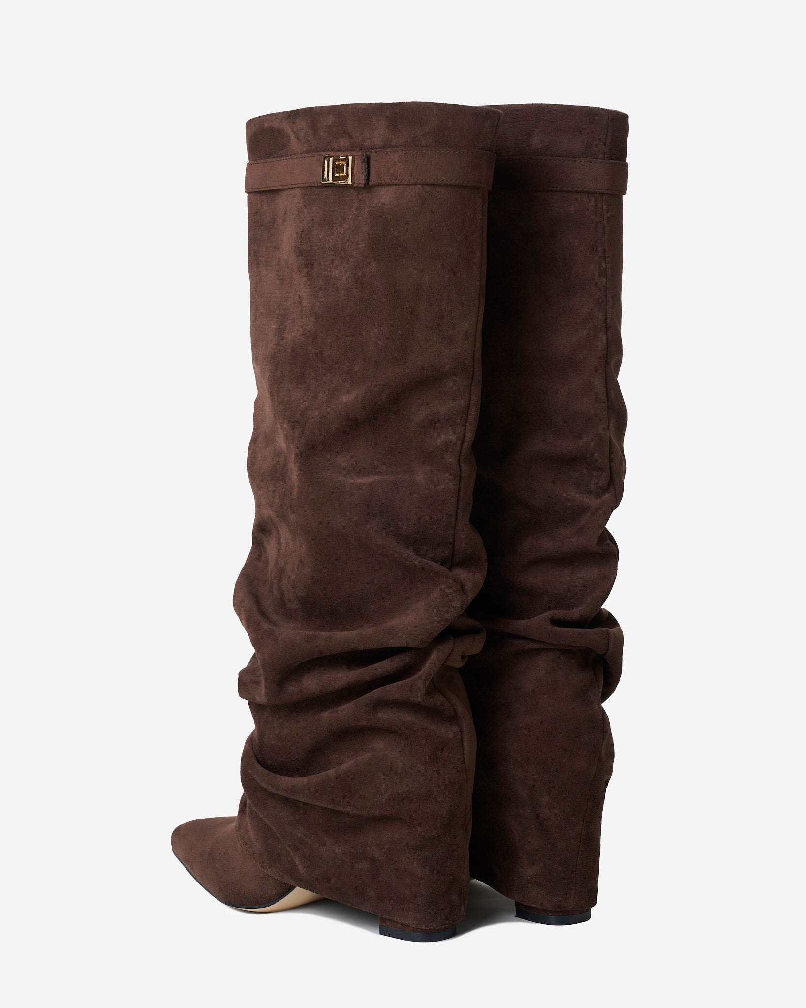 Lavista Slouchy Wildleder Kniehohe Stiefel in Braun mit verstecktem Absatz