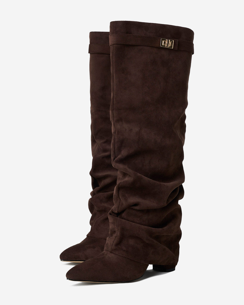 Lavista Slouchy Wildleder Kniehohe Stiefel in Braun mit verstecktem Absatz