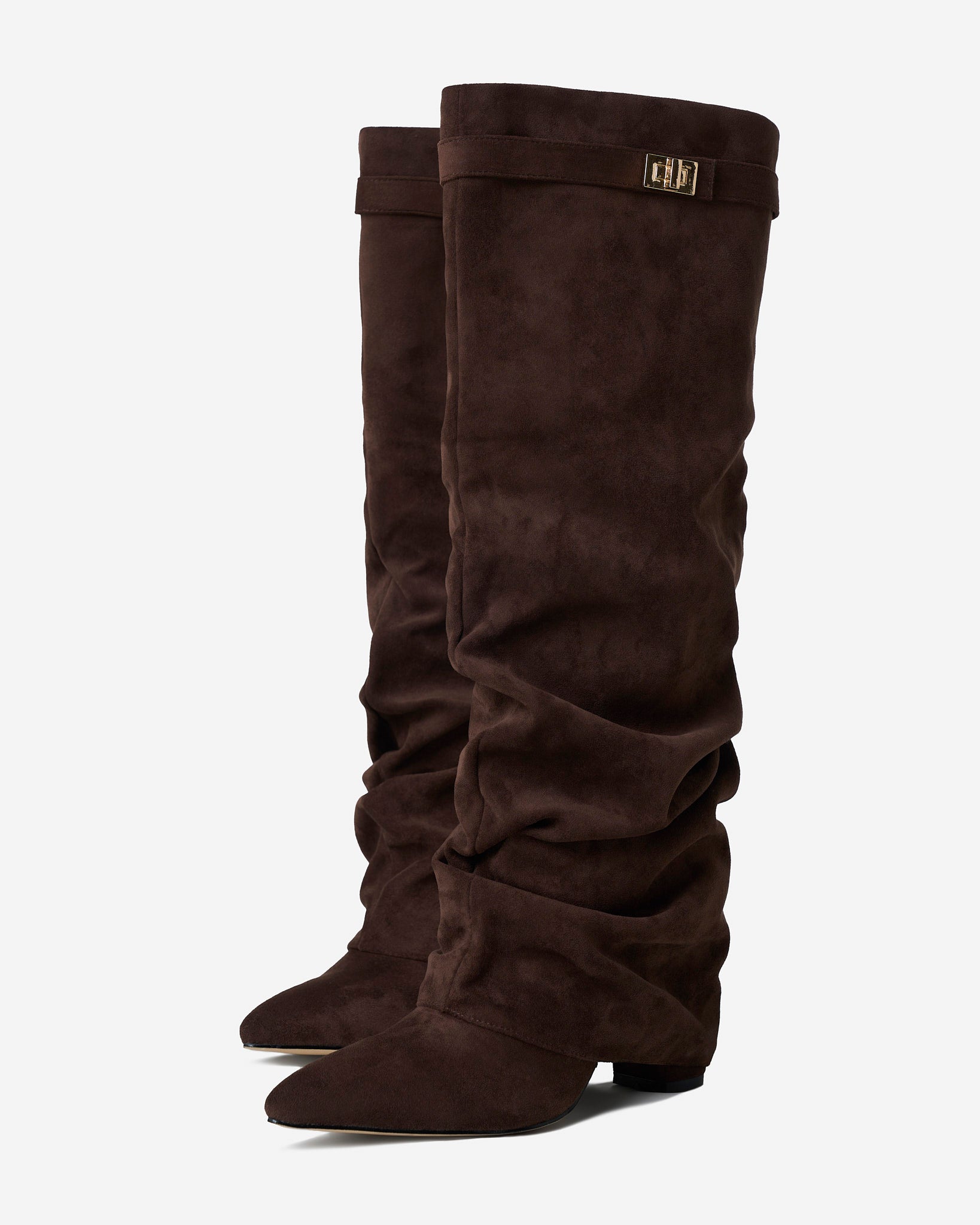 Lavista Slouchy Wildleder Kniehohe Stiefel in Braun mit verstecktem Absatz