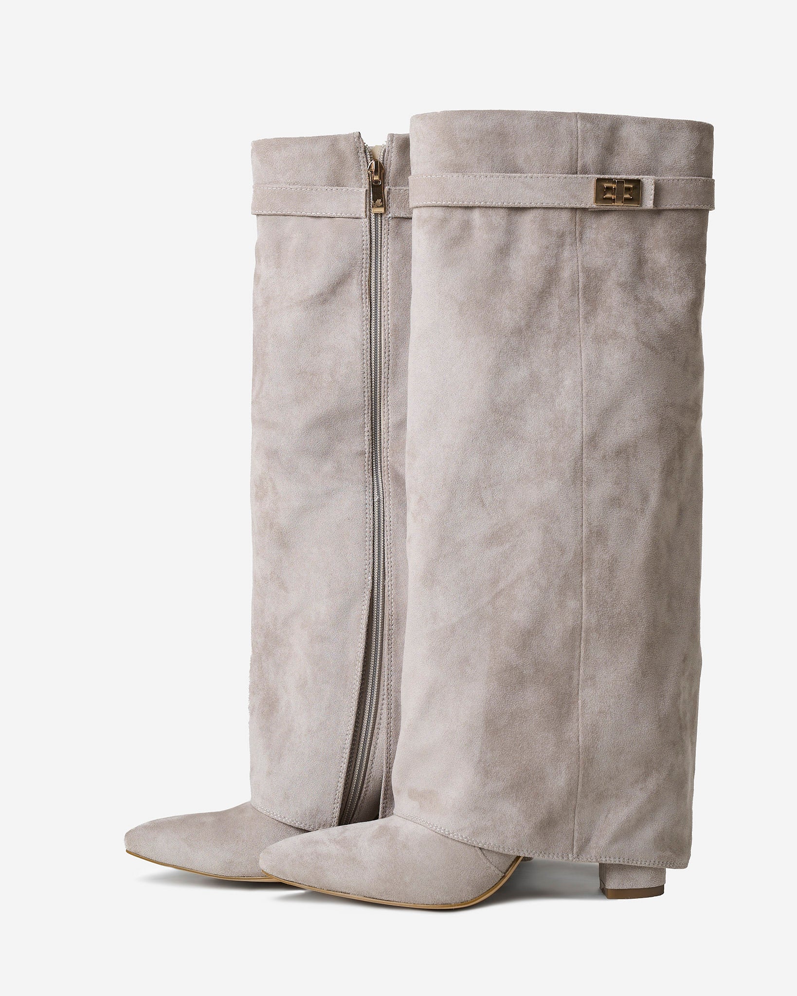 Lavista Kniehohe Wildlederstiefel in Taupe mit schickem verstecktem Absatz