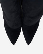 Lavista Kniehohe Wildlederstiefel Schwarz mit Umschlag und schicker Schnalle