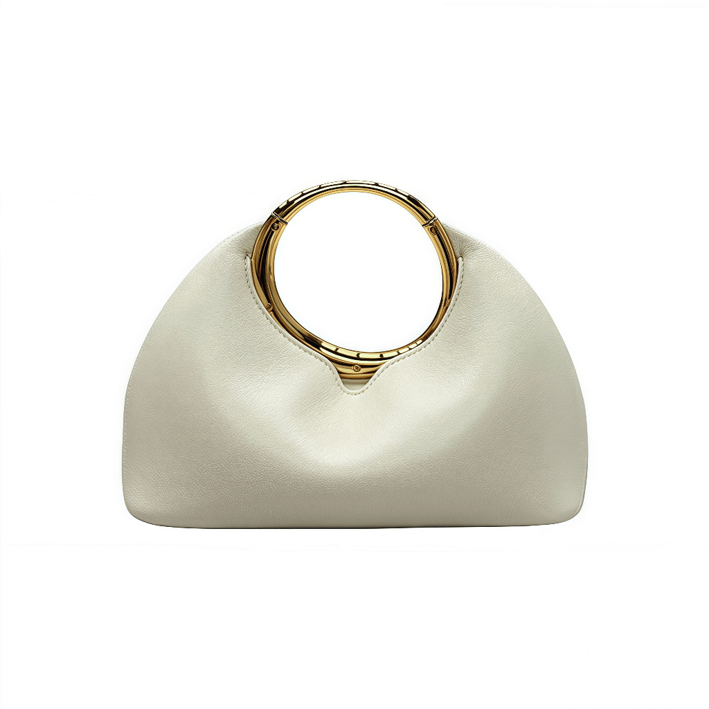 Elegante Goldring Clutch Bag für Damen – Minimalistisch, Abendtasche, Aprikót