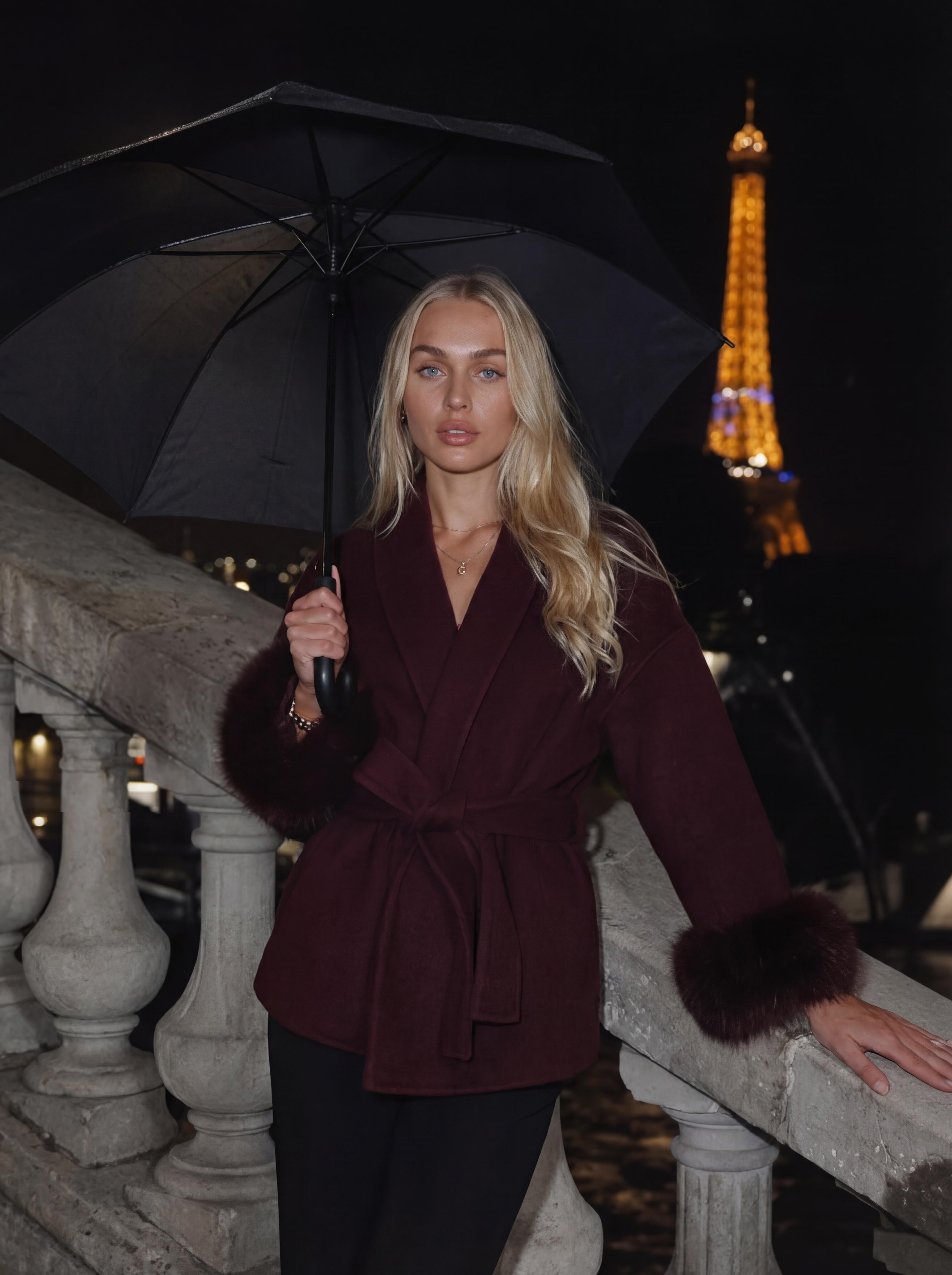 wool coat - burgundyrot