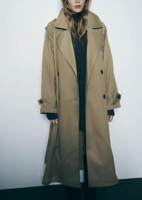 Eleganter Damen Trenchcoat Lang Klassisch: Vielseitiger Übergangs Mantel mit Gürtel