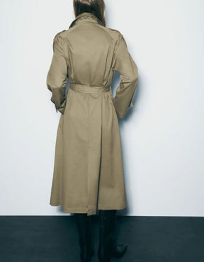 Eleganter Damen Trenchcoat Lang Klassisch: Vielseitiger Übergangs Mantel mit Gürtel