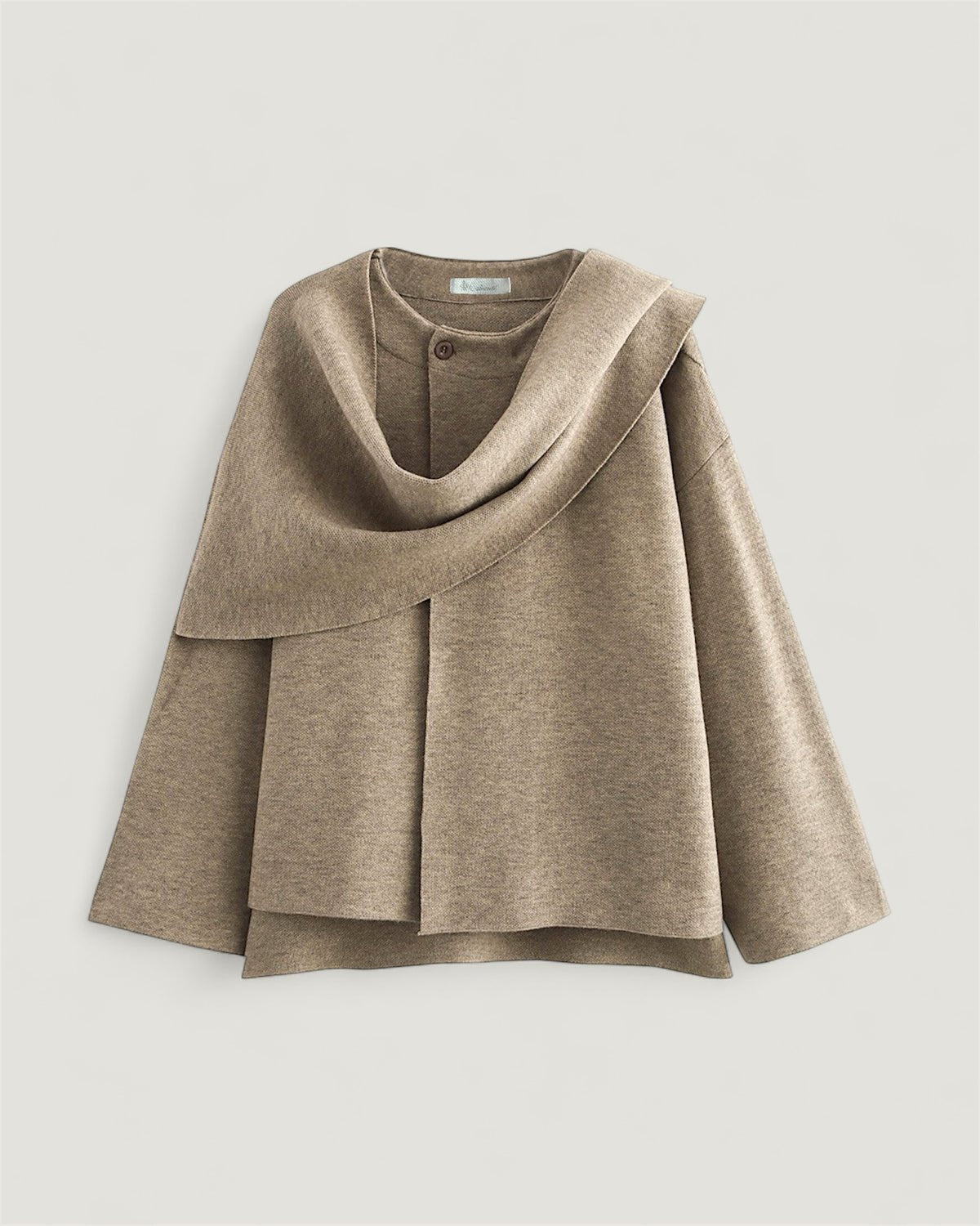 Marais Eleganter Kurzmantel mit Integriertem Schal – Weicher Doubleface Strick Cape