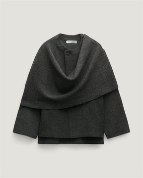 Marais Eleganter Kurzmantel mit Integriertem Schal – Weicher Doubleface Strick Cape