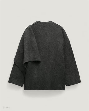 Marais Eleganter Kurzmantel mit Integriertem Schal – Weicher Doubleface Strick Cape